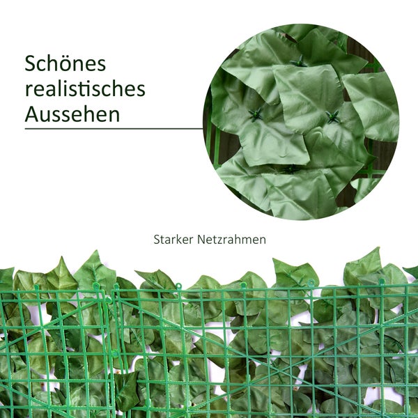 Outsunny Künstliche Hecke,Dunkelgrün, Stoff, PE, 300 x 100 cm
