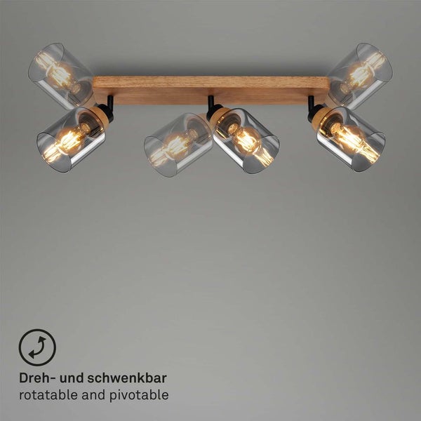 Spotlight, with wood, smoked glass, 3xE27/max.10W