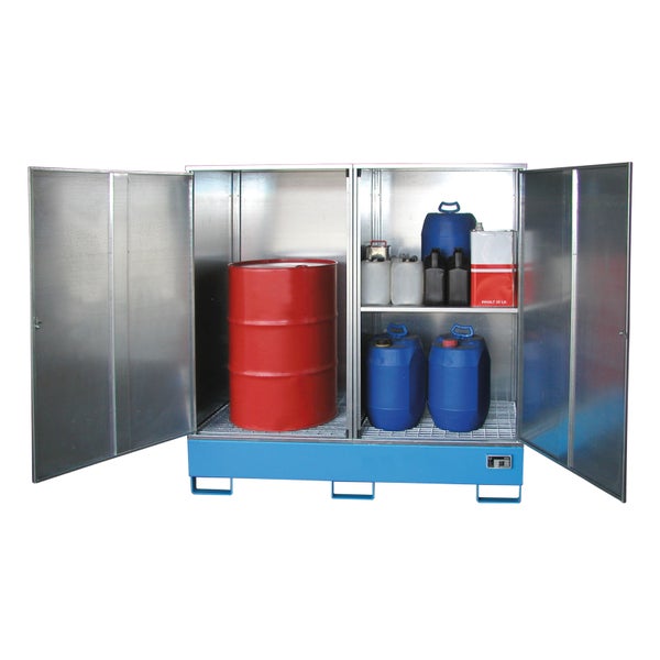 Bauer Gefahrstoff-Schrank GS-2, abschließbar, für max. 2x200l Fässer, Lichtblau