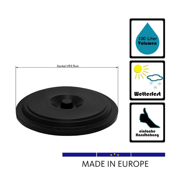Deckel zur Universaltonne 100 Liter Allzweck Tonne Schwarz