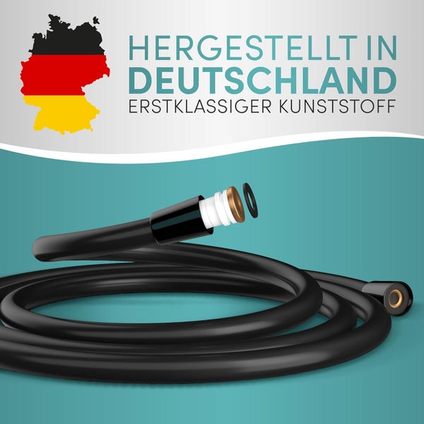 ENGELBACH Brauseschlauch  1,25m x ½” - Kunststoff - Doppelter Verdrehschutz- Schwarz