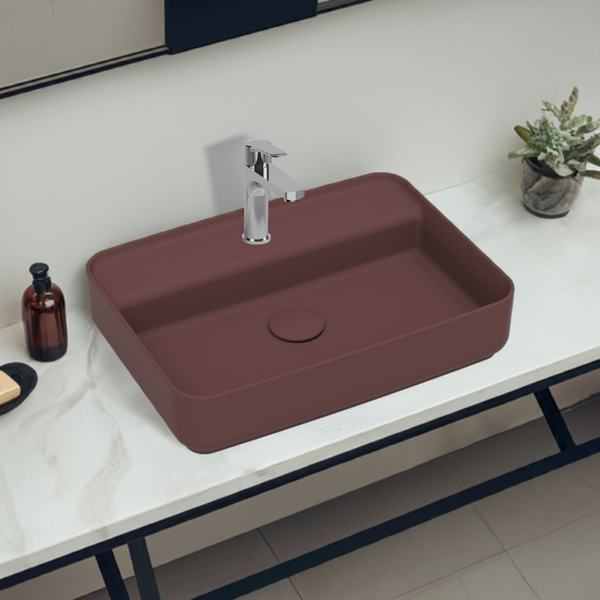 Isvea Waschbecken Aufsatzwaschbecken Badezimmer Bordeauxrot