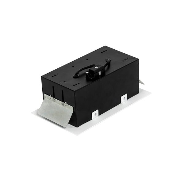 Rechteckiges Einbaustrahler-Gehäuse aus Metall mit schwarzem Korpus und weißem Rahmen.