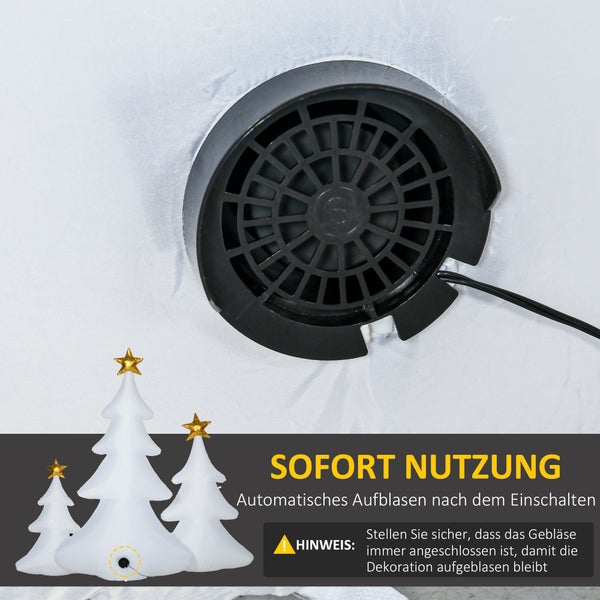 HOMCOM Aufblasbare Weihnachtsdekoration mit LED-Licht, 3er-Set, selbstaufblasend, für Weihnachtsfeiern, 239L x 77B x 210H cm, Polyester-Stoff, Mehrfarbig