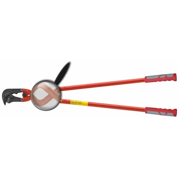 Bolzenschneider mit langen Hebelarmen und ergonomischen Griffen zum Trennen von Metallstangen und Bolzen