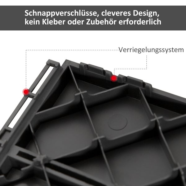 Outsunny 9 er Set Terassenfliesen, Garten-Klickfliese, 30 x 30 cm, Kunststoff, Schwarz