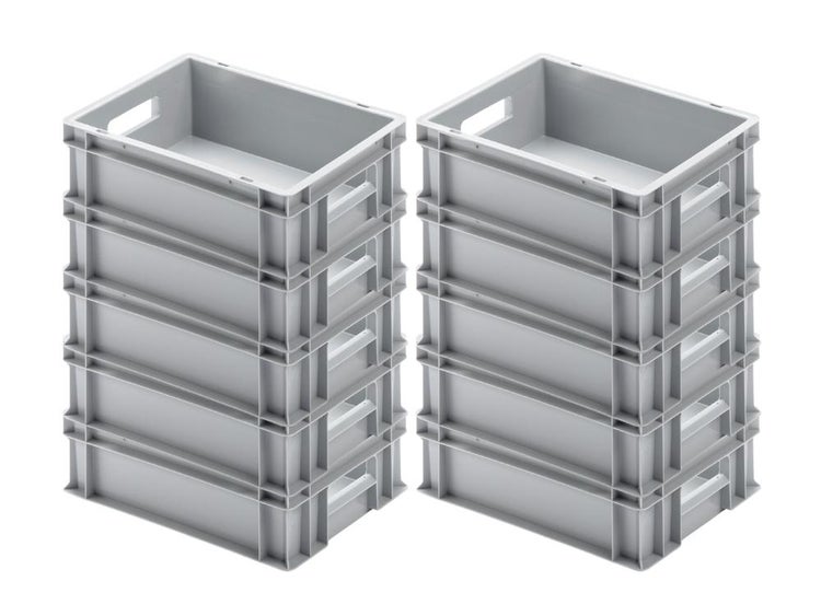 PROREGAL Eurobehälter mit Offenem Griff HxBxT 12 x 30 x 40 cm 11 Liter Grau Eurobox Transportbox