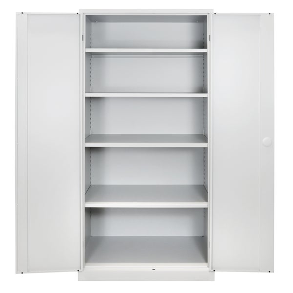 PROREGAL Flügeltürschrank Owl mit 4 Fachboden | HxBxT 195x95x60cm | Lichtgrau | Spind, Aufbewahrungsspind, Arbeitsschrank