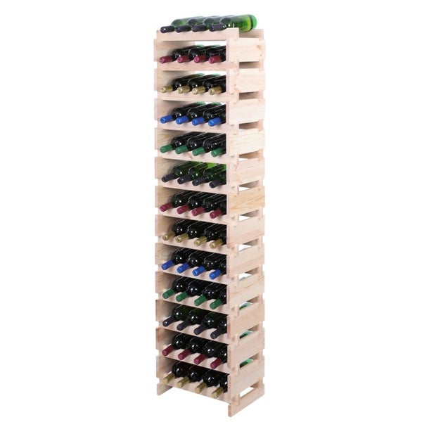 Weinregal VINOTECA FLEX PRO HxBxT 177x46x28cm 52 Flaschen auf 13 Ebenen Massives Kiefernholz Natur unbehandelt