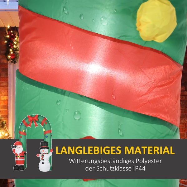 HOMCOM Aufblasbarer Weihnachtsdeko, Torbogen mit Weihnachtsmann und Schneemann, integriertes Gebläse, Wassserdicht, 198L x 80B x 245H cm, Polyester, Mehrfarbig
