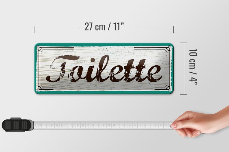 Blechschild Spruch 27x10cm Toilette blau braun Dekoration