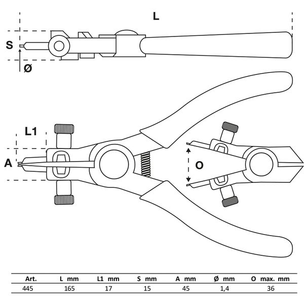BGS Sprengringzange für Außensicherungen 165 mm - 445