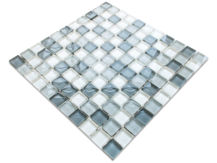 Glasmosaik auf Netz für Bad und Küche 30cm x 30cm  - White Pearls