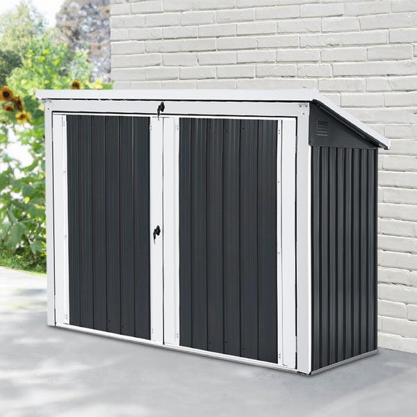 Home Deluxe - Mülltonnenbox BASURA L - Maße 190 x 101 x 134 cm, Raumfläche 1,5 m² - für 1x 240 L + 2x 120 L Mülltonnen I Mülltonnenbox, Gartenbox