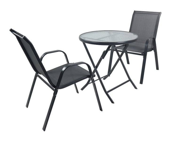 3tlg Balkonset Gartenmöbel Stapelstühle Set Sonlas