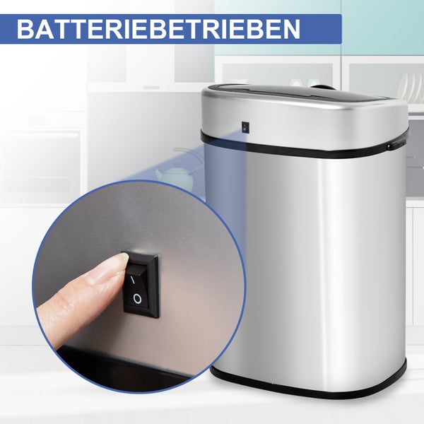 HOMCOM, Automatik Mülleimer, Abfalleimer, L40,9 x B28,9 x H68 cm, Edelstahl, ABS, Silber