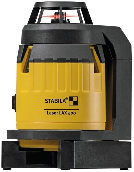 Gelb-schwarzer Stabila Multi-Linien-Laser LAX 400 aus Kunststoff für Nivellierarbeiten.