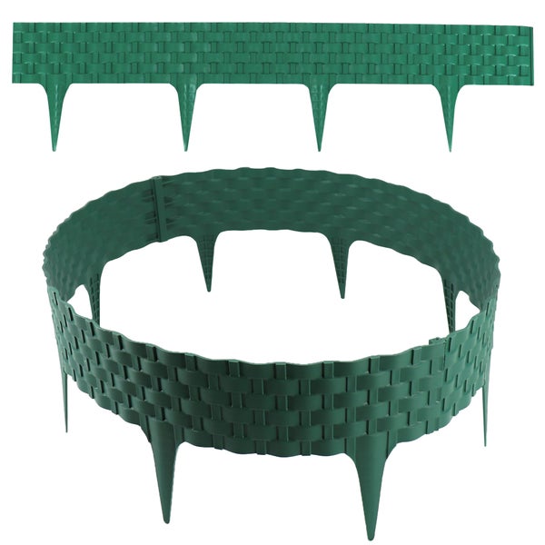 Gartenbeetbegrenzung aus Kunststoff mit Flechtmuster und Erdspießen