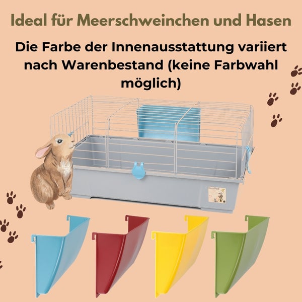 Kaninchenkäfig Kaninchenstall innen draußen Hasenkäfig Meerschweinchen Käfig Hasenstall Heuraufe Kleintierkäfig