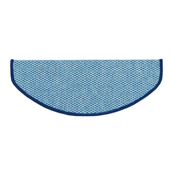FLOORDIREKT Stufenmatte Kalkutta - Sisaloptik - Schlingenpol - Selbstklebend - Blau - Halbrund - 23,5 x 65 cm