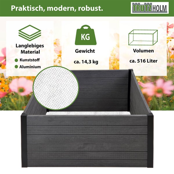 Hochbeet Beeteinfassung mit Wühlmausgitter 100x100x56 cm ca. 516 Liter Holzoptik Komposter