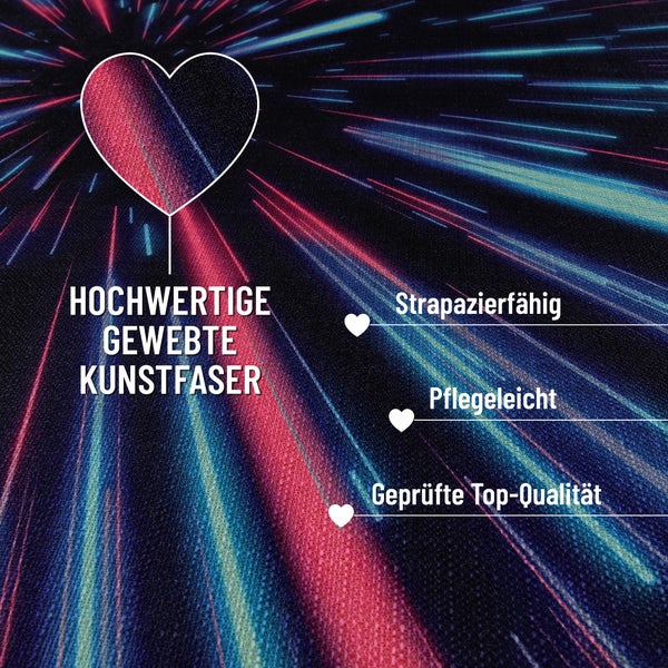 Gewebter Gamerteppich bedruckt Schwarz Multi Neon Horizon WECONhome 110x160 cm