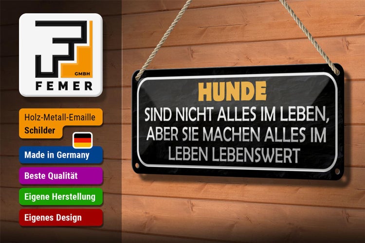 Blechschild Spruch 27x10cm Hunde nicht alles im Leben aber Dekoration