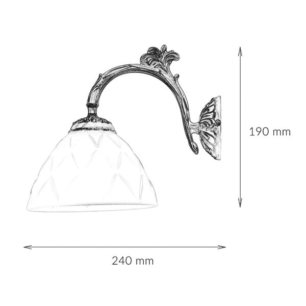 Wandleuchte mit einer Höhe von 190 Millimeter und einer Breite von 240 Millimeter.