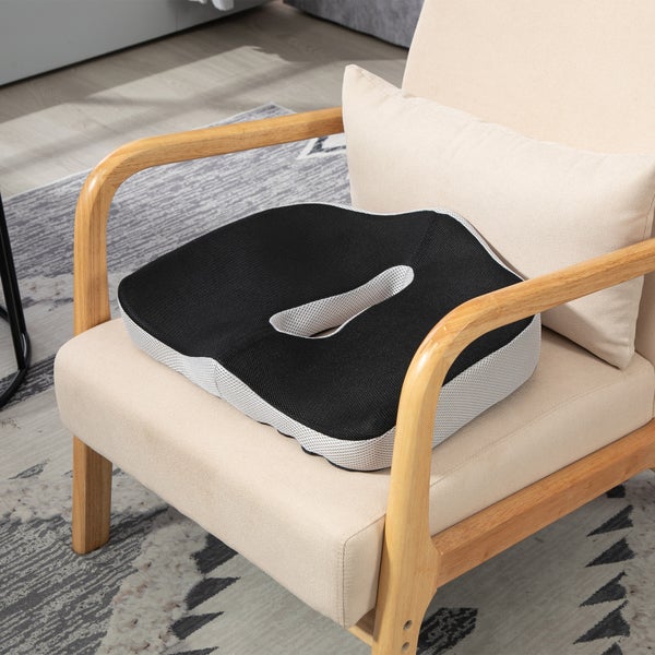 HOMCOM Orthopädisches Sitzkissen Ergonomisches Sitzkissen für Bürostuhl, Auto & Co., Steißbeinkissen aus Memory Schaum für Steißbein, Ischias, Hämorrhoiden Rückenschmerzlinderung, Schwarz