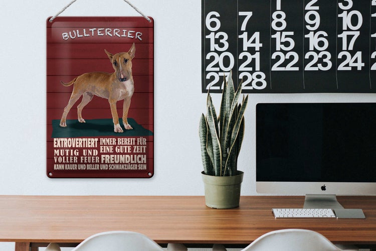 Blechschild Spruch 20x30cm Bullterrier Hund immer bereit