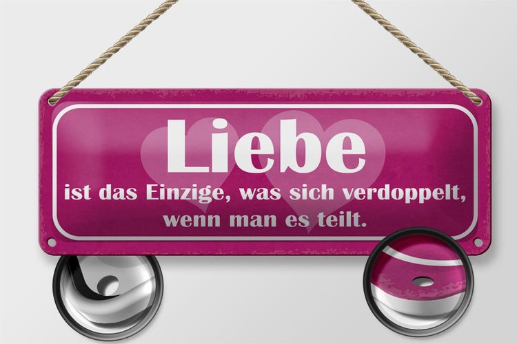 Blechschild Spruch 27x10cm Liebe ist das Einzige was sich verdoppelt