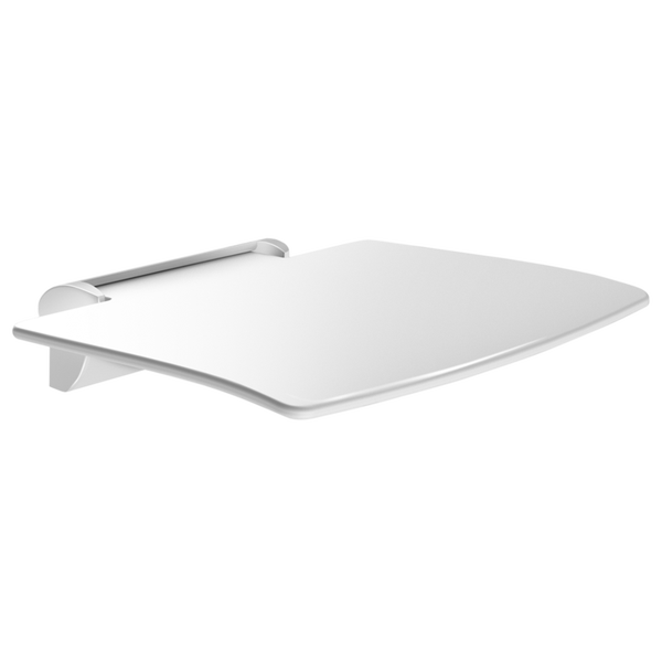 Wandmontierter Duschsitz in Weiß, klappbar, ergonomische Form für das Badezimmer.