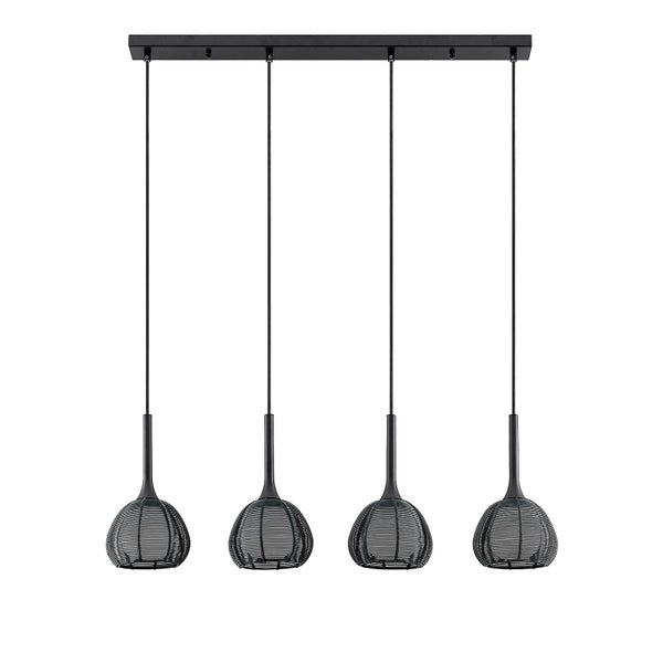 Lucande Pendelleuchte Tetira (Modern) in Schwarz aus Metall (4 flammig, E14) - Deckenlampe Esstischlampe Hängelampe Hängeleuchte Wohnzimmerleuchte