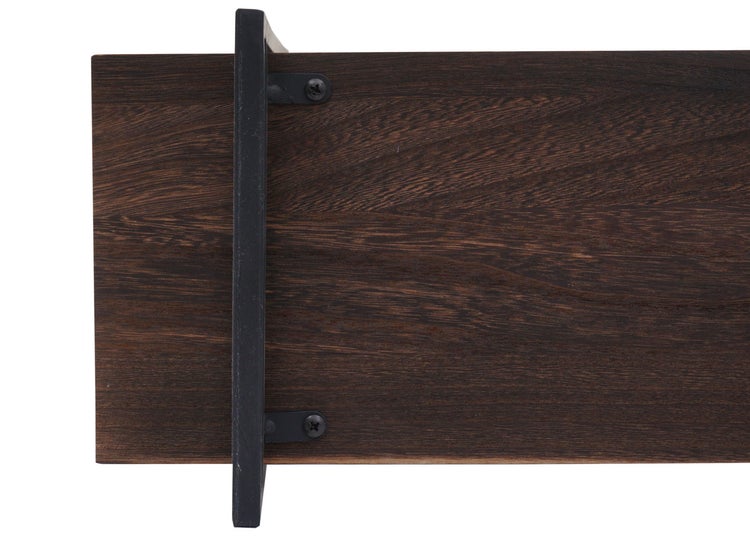Holzregal mit Metallhalterung