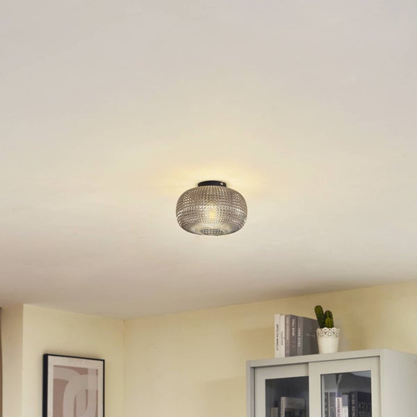 Lindby Deckenlampe Hildur in Alu aus Glas (1 flammig, E27) - Deckenleuchte Lampe Wohnzimmerleuchte