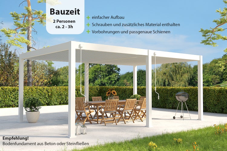 Weide Deluxe Plus Aluminium Pavillon 4 x 6 M Weiß Pergola Freistehend