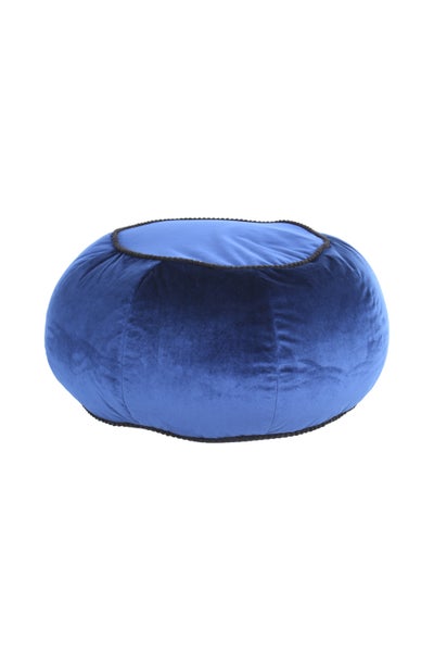 Pouf Hocker samtweich, orientalisches Design Blau Rund Ø 65 cm