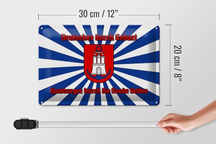 Blechschild Spruch 30x20cm Hamburger durch die Gnade