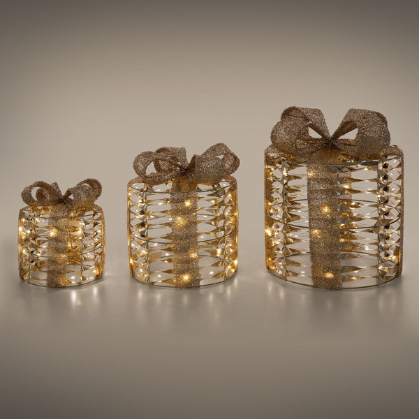 Dekorative LED-Geschenkpakete in drei Größen