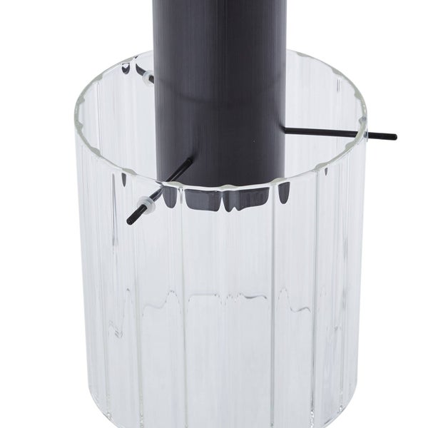 Zylinderförmige Glaslampe mit geriffeltem Lampenschirm