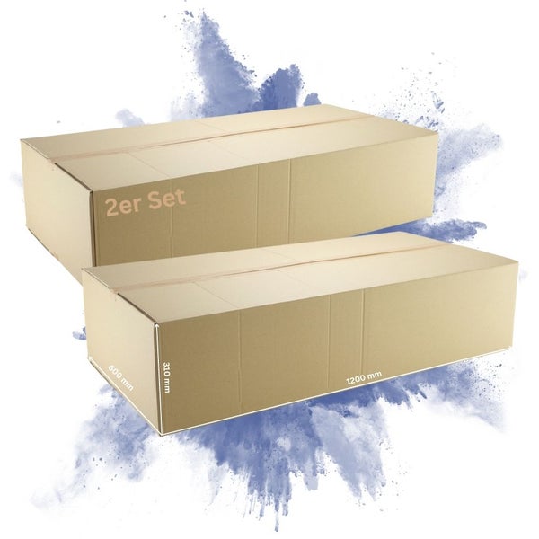 PROREGAL 2x Versandkarton 2-wellig LxBxH 1200 x 600 x 310 mm Belastbar bis 30 kg Faltkarton Karton Paket für Versand mit DHL