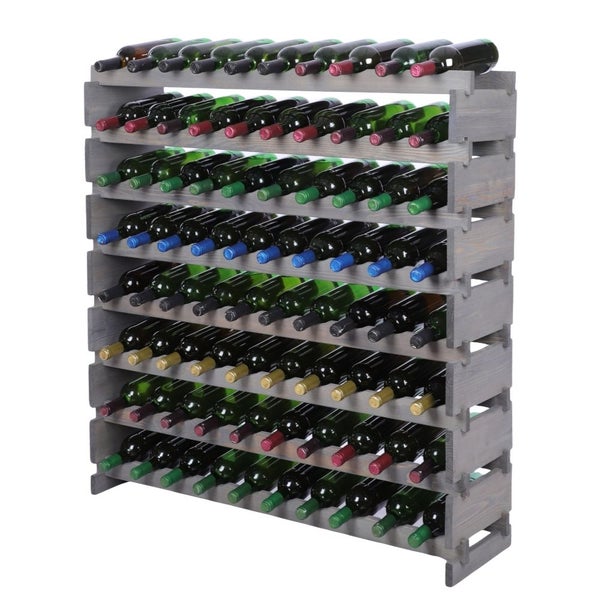 Weinregal VINOTECA FLEX PRO HxBxT 107x103x28cm 80 Flaschen auf 8 Ebenen Massives Kiefernholz Grau