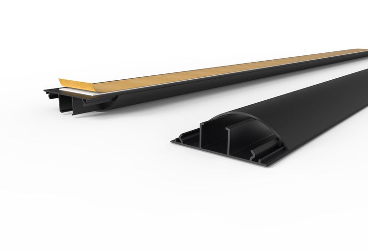 CILSON WDK7020SS Art.-Nr. 6700390 Kabelkanal 70 x 20 mm x 2.000 mm - Trittfest, selbstklebend mit Bodenbelochung, schwarz RAL 9005