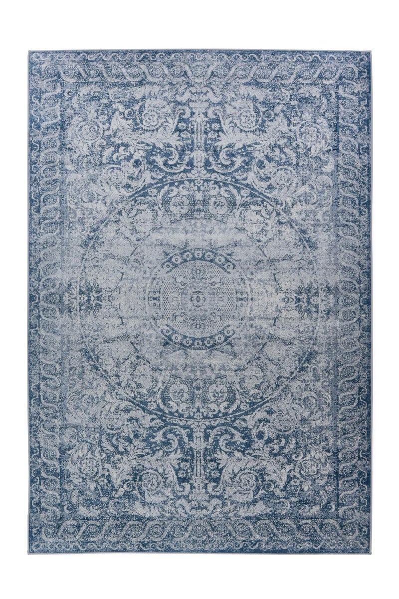 Flachflor Teppich Serenique Blau Vintage-Design, Used-Look, Orientalisch 80 x 150 cm