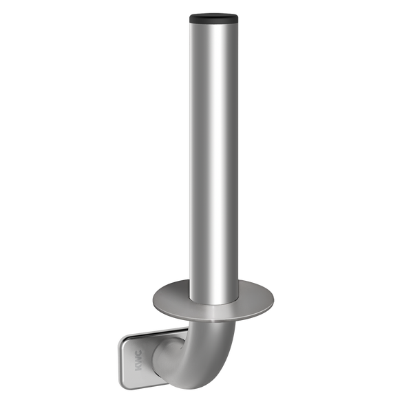 Vertikaler Ersatzrollenhalter von KWC aus mattem Edelstahl für die Wandmontage.