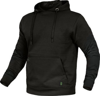 Schwarzer Kapuzenpullover für Herren mit Kängurutasche und Kordelzug an der Kapuze.