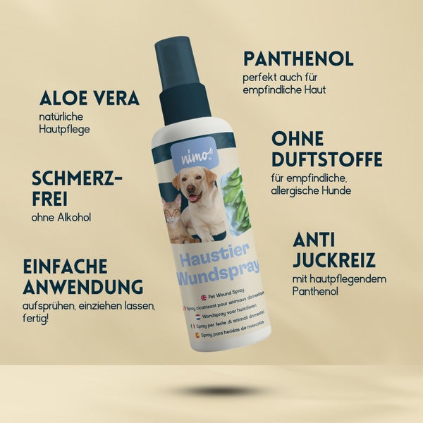 nimo® Haustier Wundspray • mit Aloe Vera und Panthenol zur Wundpflege und -heilung