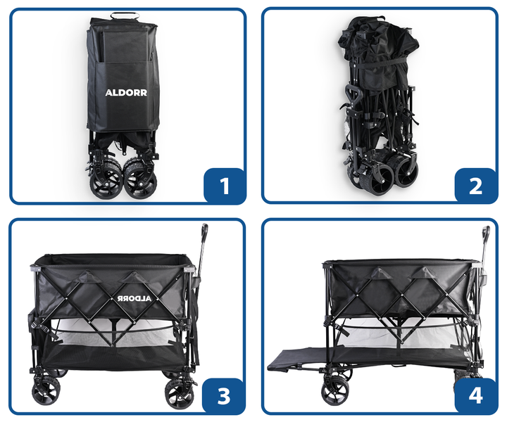 ALDORR Bollerwagen - XXL - faltbar - 400L - 300KG Ladekapazität - Schwarz