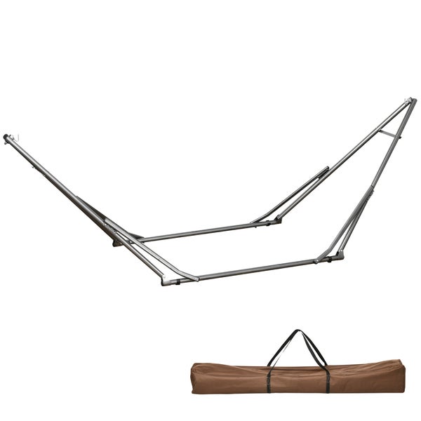 Detailansicht eines Hammock-Gestells mit Stahlrahmen und einfachem Aufbau