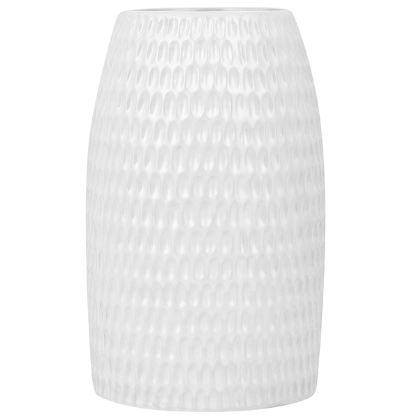 Dekorative weiße Blumenvase aus Keramik mit reliefartiger Oberfläche